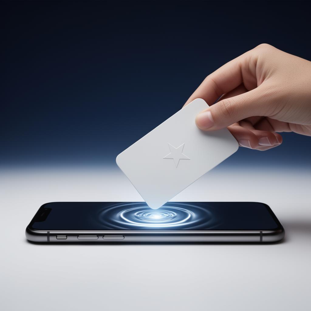Hand tapping NFC card on a smartphone